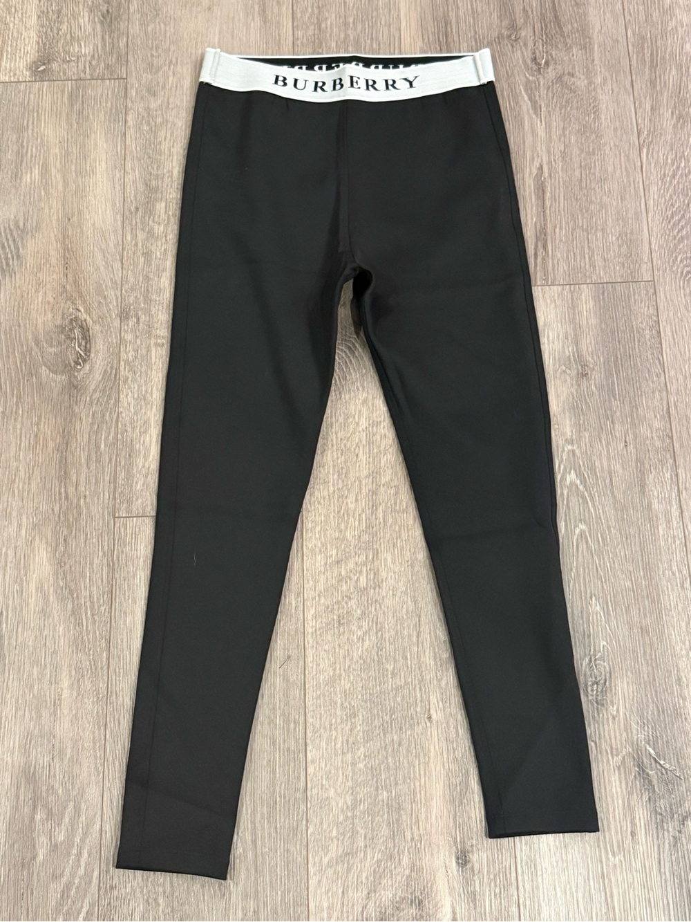 Burberry Black Stretch Jersey Leggings with Contrast Logo Waistband Size S / P